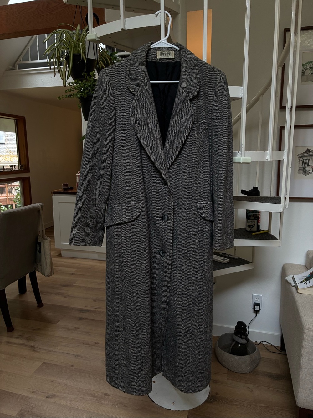 Vintage Long Wool Blend Overcoat - Gray